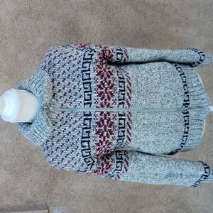 Vintage rare 80's Outerbound wool blend Cable knit fairisle Nordic Arctic coat